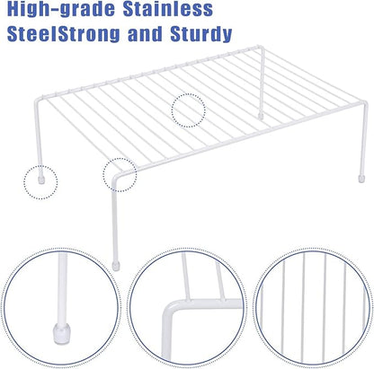 Large (16.1 x 10.2 Inch) Cabinet Storage Shelf Rack, Shelves，Kitchen Counter and Cabinet Shelf, Storage Rack Organizer for Kitchen, Fridge, Cabinet, Bathroom Cupboard (White, 6)
