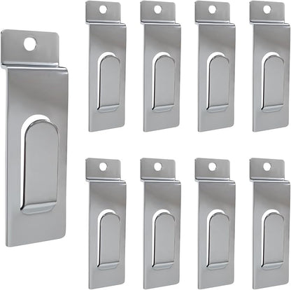 Slatwall Utility Hooks, 10pcs Metal Notch Picture Display Hooks Commercial Slatwall Picture Hook Hangers Painting Hook for Photo Frame Painting Arts Center Slat Panel (Silver)