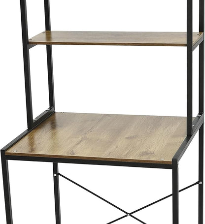 Over The Washer and Dryer Storage Shelf, 3-Tier Bathroom Room Shelf Storage Utility Rack Over The Toilet Washer Dryer Heavy Duty Laundry Room Organizer Bathroom Space Saving Organizer (Black+ Oak)