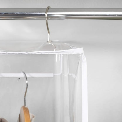 Garment Bag - Clear Hanging Closet Organizer - Durable Zippered Cover with Rod Protects Dresses, Suits, and Jackets from Dust and Moist- Top Metal Frame to Keep All Your Stuff in Shape- 60" x 20" x 15