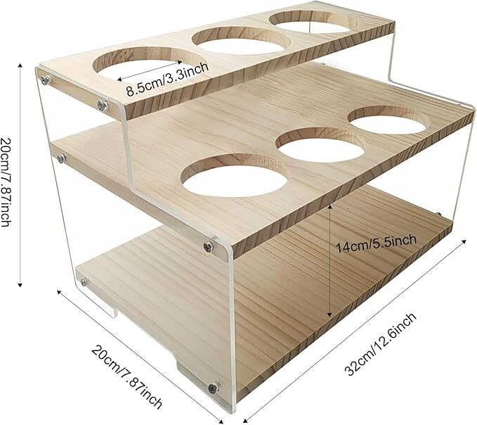 itechpanda Acrylic Tiered Spice Rack Organizer Vertical Wood Wine Bottle Holder Stand Seasoning Organizer Clear Spice Coffee Syrup Organizer Shelf Tiered Pantry Shelves for Cabinet Kitchen Countertop