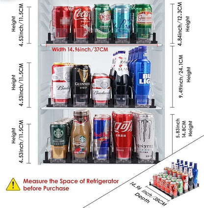 BingoHive Drink Dispenser for Refrigerator, Self-Pushing Soda Can Organizer for Fridge, 5 Rows already Assembled, Automatic Can Dispenser with Spring Loaded for Refrigerator Holds 25 cans, Black