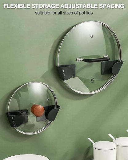 Tendiren Pot Lid Organizer, 6 Pairs of Adjustable Wall Mount Pot Lid Holder Cabinet Door, Pot and Pan Hangers for Kitchen Wall Mount, Cabinet Door Lid Organizer, Save More Space