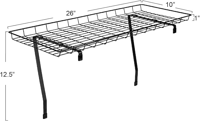 Household Essentials Rear Display Over-The-Washer Storage Shelf to Organize and Store Laundry Room Supplies, Matte Black