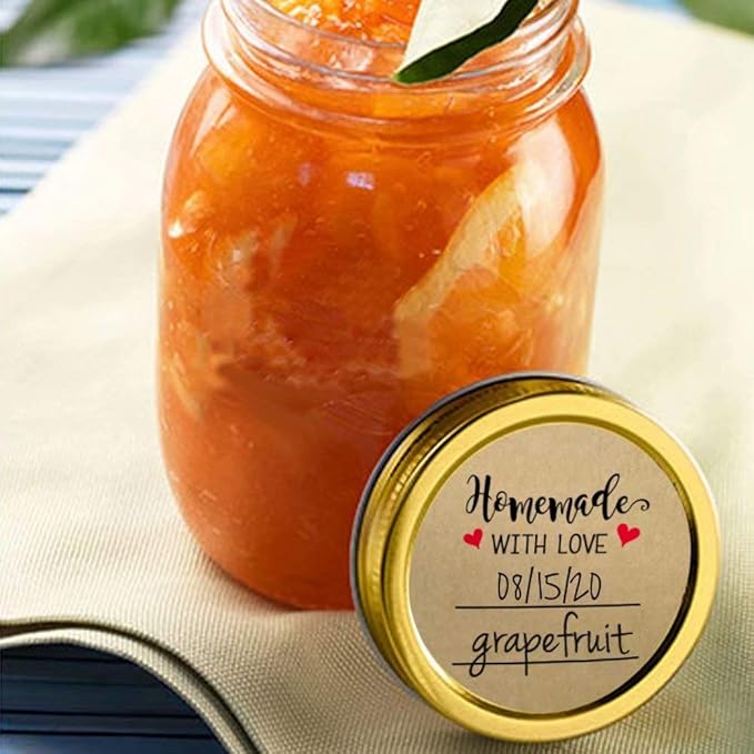 2 Inch Homemade with Love Sticker with Lines for Writing (500 Labels per roll) Brown Kraft Stickers for Canning Labels Jar, Store Owners, Crafts, Organizing, Gift, Price Tags, Envelop Seal