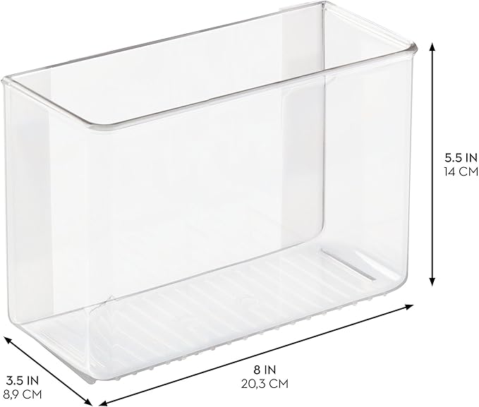 iDesign Adhesive Organizer Bin - Damage-Free Hanging for Kitchen, Bathroom, or Office - Set of 4 - Clear