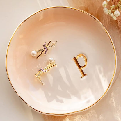 COLLECTIVE HOME - Ceramic Jewelry Tray, Decorative Trinket Dish for Rings Earrings Necklaces Bracelet Watch Keys, Birthday Mother's Day Christmas Gift for Women, 4.75", Colored Surface (P)