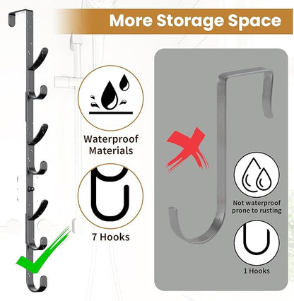 Over The Door Hooks, Metal Door Hooks for Hanging,Door Purse Organizer for Door Coat Hanger, Back of Shower for Hanging Towel Rack Clothes, Hat, Bathroom Bathroom Dorm Bedroom Closet (Black-2Packs)