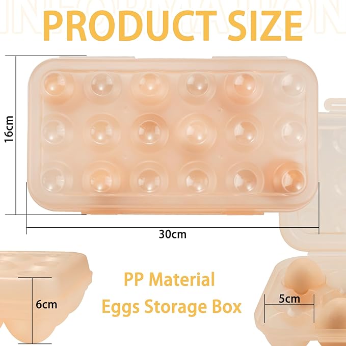 Portable Plastic Egg Storage Box, 18 Tray Shockproof Egg Protector Tray, Folding Eggs Holder Carrier, Eggs Slot Tray Holder Box, for Outdoor Camping Picnic BBQ Hiking(Khaki)