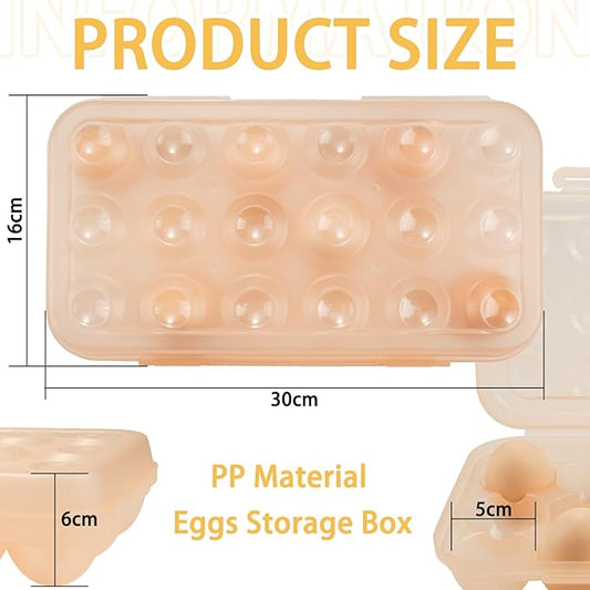 Portable Plastic Egg Storage Box, 18 Tray Shockproof Egg Protector Tray, Folding Eggs Holder Carrier, Eggs Slot Tray Holder Box, for Outdoor Camping Picnic BBQ Hiking(Khaki)