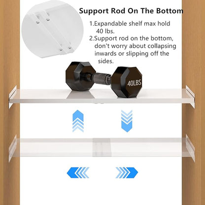 Adjustable Wardrobe Shelves, 11.8''Width Closet Shelf with Seamless Sticker, Large Metal Shelf Organizer System for Kitchen, Cupboard, Under Sink, 3 Pack