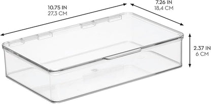 iDesign Plastic Stackable Hinged-Lid Pantry or Kitchen Storage Box - Set of 4 - Clear