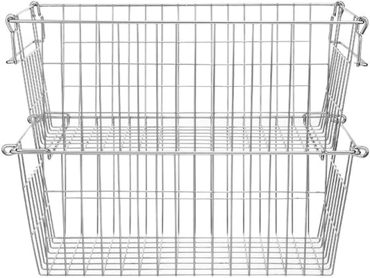 SANNO Freezer Storage Bins,Chest Organizer Wire Storage Baskets, Cubby Bins for Kitchen, Home, Pantry Snack, Vegetable, Potato, Onion