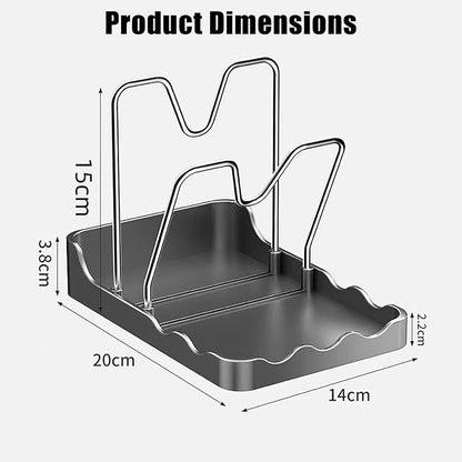 Kitchen Pot Lid Storage Rack, Pot and Pan Organizer with Removable Drip Tray,Detachable design,Suitable for Placing pot Lids, Spoons, Cutting Boards, etc (Gray, 2 stands)