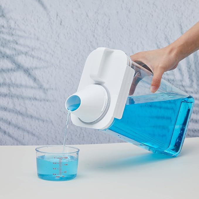 Tanlade 4 Pcs Laundry Detergent Dispenser, 78 oz Scent Booster Beads Dispenser with Lids, Suitable for Laundry Beads, Oatmeal, Pet Food, Clear