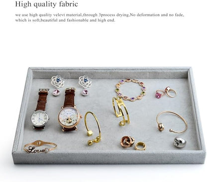 Oirlv Velvet Stackable Jewelry Trays Grids Rings Earrings Bracelet Watch Showcase Display Tray
