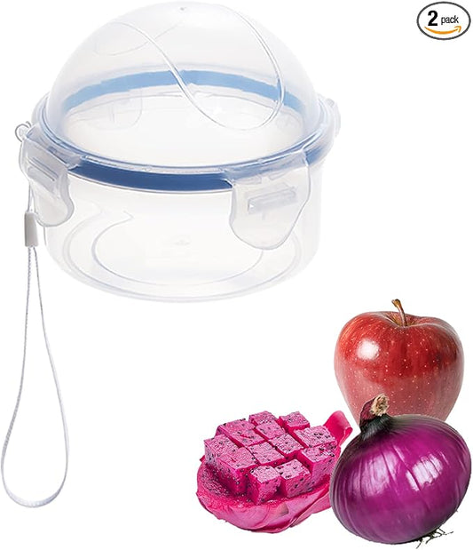 AYCCNH 2 Pack Onion Storage Container and Tomato Lemon Apple Produce Saver Holder, Portable Fruit and Vegetable Food Storage Keeper Containers for Fridge