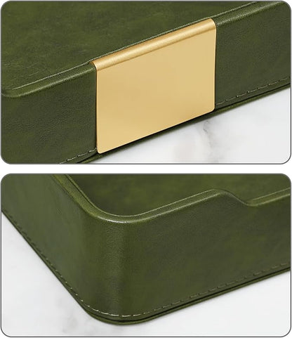 MEIBOOCH 10.2" x 6.7" Nightstand Organizer Tray with Gold Accent, Decorative Valet Trays Cologne Organizer for Men, Key Bowl Perfume Trinket Tray for Dresser Bedside Entryway Table (Dark Green)