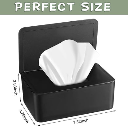Dryer Sheet Holder with Hinged Lid,Plastic Dryer Sheet Dispenser Container Storage Box Fabric Softener Sheets Holder for Laundry Room Decor(Black)