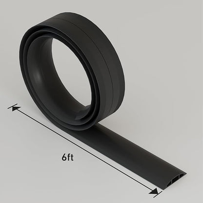 D-Line 6ft Floor Cord Cover, Cable Protector, Hide Extension Cords, Protect Cords, Prevent Cable Trips, Heavy Duty Cord Hider - Cable Cavity = 0.63" (W) x 0.31" (H) - Black