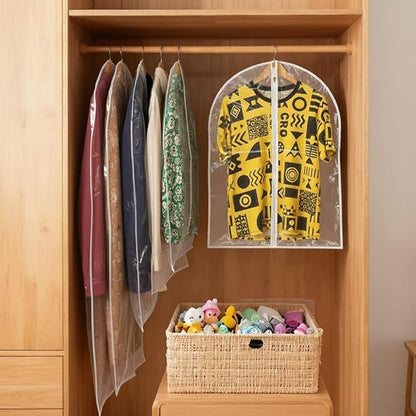 All Clear Garment Bags for Travel - 48” PEVA Waterproof Suit Cover with Zipper for Hanging Clothes, long dress - Durable Dresser for Closet Storage, Dustproof & Moisture Resistant - 48”/6 Pack