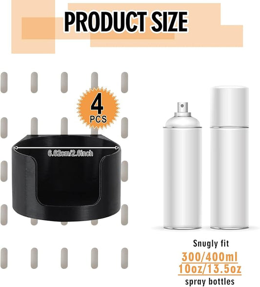 LemonRoad 4 Pcs Pegboard Spray Can Holder Pegboard Accessories Wall Organize Peg Board Bins Bottle Holder, 2.6 Inch Diameter Spray Can Cup for Peg Board Storage Garage Workspace Wall Kitchen