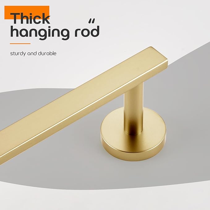 32 Inch Bathroom Towel Bar Bath Towel Rack Kitchen Towel Holder Long Towel Rails Wall Mounted SUS304 Stainless Steel Brushed Gold AN4001GD-L32