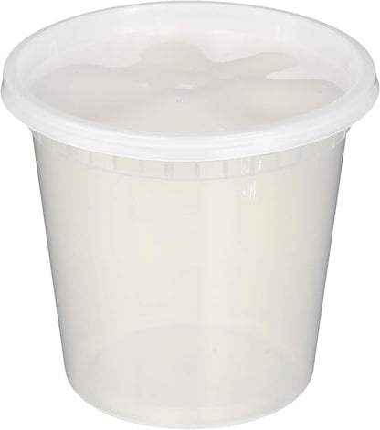 EDI [24 OZ, 25 Sets] Plastic Deli Food Storage Containers with Airtight Lids | Microwave-, Freezer-, Dishwasher-Safe | BPA Free | Heavy-Duty | Meal Prep | Leakproof | Recyclable