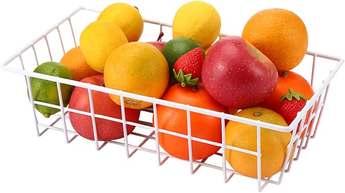 Orgneas Freezer Organizer Bins Metal Wire Storage Baskets for Upright Refrigerator Chest Freezer, Kitchen Pantry Storage and Organization for Fruit Vegetable Soda Cans Toys and Snacks, Set of 6