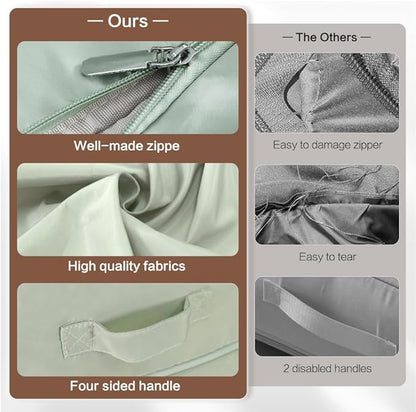 Geernioy Ultra Space Saving Self Compression Storage Bags with Zipper, (Green) -Compression Organize for Bedding, Comforter Storage Bag for Blankets Duvet Quilts Pillows