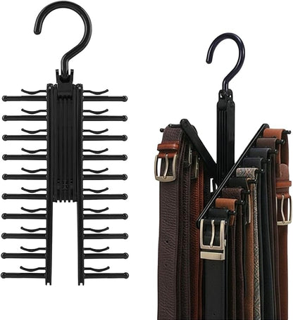 Lolytama 2Pack Belt Hanger,Belt Holder Organizer with Non-Slip Clips,Belt Hanger Wall Mount,Tie Hanger for Closet for Belt, Scarves,Ties, Hats,Camisoles,Bras