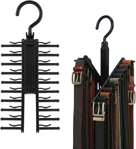 Lolytama 2Pack Belt Hanger,Belt Holder Organizer with Non-Slip Clips,Belt Hanger Wall Mount,Tie Hanger for Closet for Belt, Scarves,Ties, Hats,Camisoles,Bras