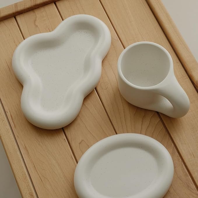 Chubby Jewelry Tray, Cute Cloud Trinket Dish (Nacre White)
