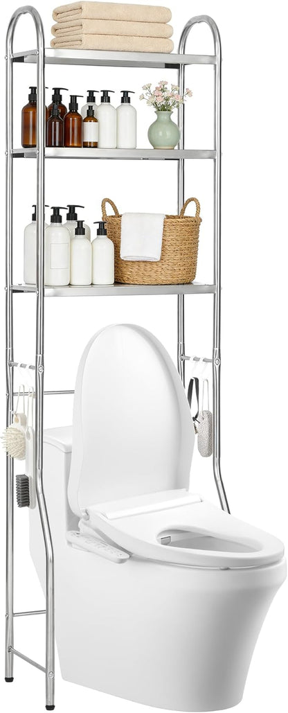 NEMOSUPERY Over The Toilet Storage Cabinet,Stainless Steel Bathroom Shelf,Over Toilet Bathroom Organizer,3-Tier Metal Bathroom Shelves