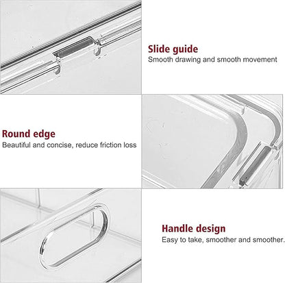 Abiudeng Refrigerator Organizer Bins, Refrigerator Storage Bins Drawers Stackable Clear Fridge Organizer - BPA Free Plastic Storage Drawers