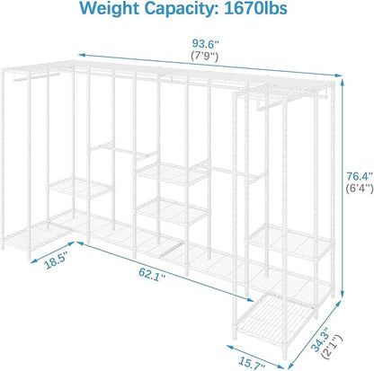 VIPEK U70 Extra Large Garment Rack Heavy Duty Clothes Rack, Freestanding Portable Closet for Bedroom Storage Wardrobe Organizer Wire Closet for Hanging Clothes, Load 1670lbs, White