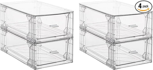 Stackable Pull-Out Storage Drawers，Easily Clean for Craft, and Toy Organization，Plastic Clear Organizer Bins with Handles for Kitchen Undersink，Cabinet，Fridge，Closet，Pantry，Office，Bathroom