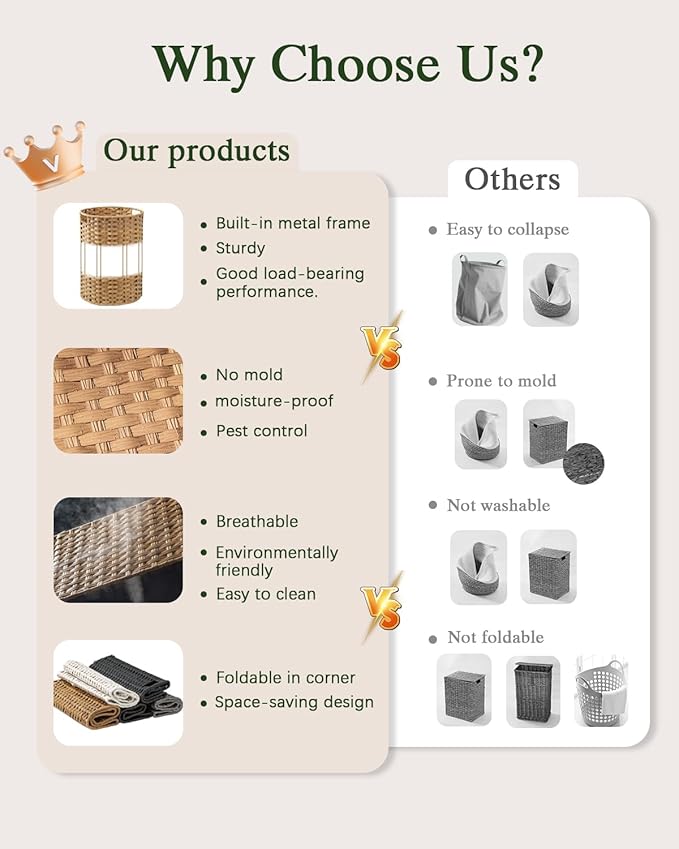 Laundry Basket Round Rattan Laundry Hamper 29.1 Gal(110 L) Handwoven Large Wicker Basket with Handles, Wicker Hamper with Removable Bags and 2 Mesh Bags for Bathroom Living Room Gray(No Lid)