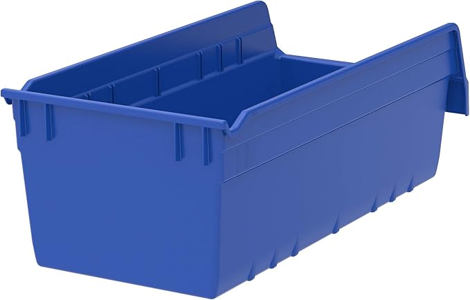 Akro-Mils 30088 ShelfMax Plastic Nesting Shelf Bin Box, 18-Inch L by 8-Inch W by 6-Inch H, Blue, Case of 8