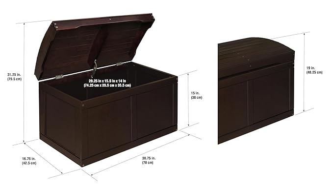 Badger Basket Hardwood Safety Hinge Barrel Top Toy Storage Chest, Espresso, 17x19 Inch (Pack of 1) (01345)