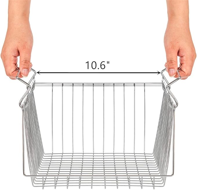 SANNO 14" Stacking Baskets Bin Wire Storage Baskets Organization Farmhouse Scoop Baksket for Pantry, Kitchen, Closets, Bathroom, Cabinets, Kitchen, Narrow, Set of 3