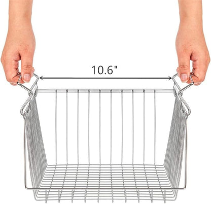 SANNO 14" Stacking Baskets Bin Wire Storage Baskets Organization Farmhouse Scoop Baksket for Pantry, Kitchen, Closets, Bathroom, Cabinets, Kitchen, Narrow, Set of 3