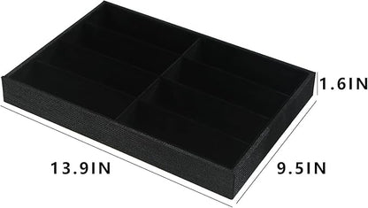Julysky Sunglass Organizer Tray,8 Grids Watch Holder Display Jewelry Tray for Drawer, Jewelry Display Organizer Tray Box for Men （Black