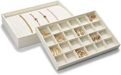 Microfiber Necklace Bracelet Tray Jewelry Tray Necklace Bracelet Holder Organizer (Beige)