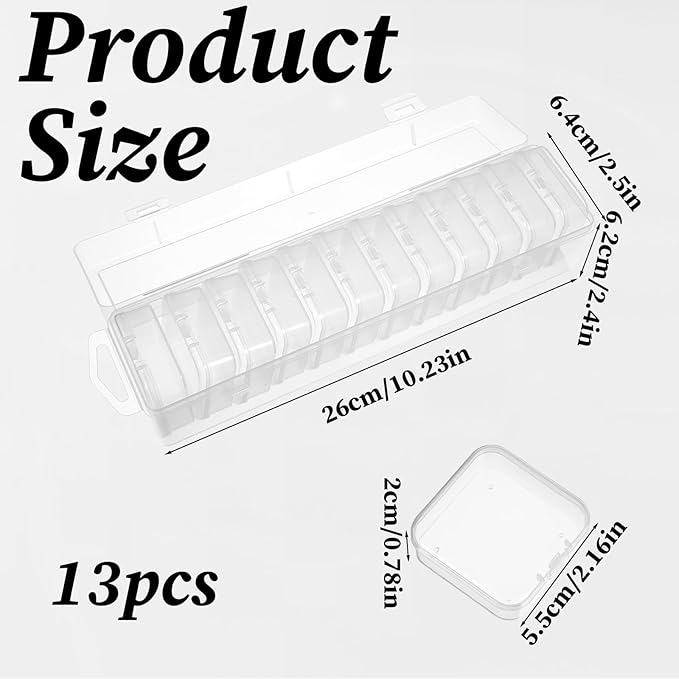 13 PCS Bead Organizer Box Clear Plastic Bead Storage Box Mini Storage Containers for Jewelry Making, DIY Crafts, Small Parts Organization