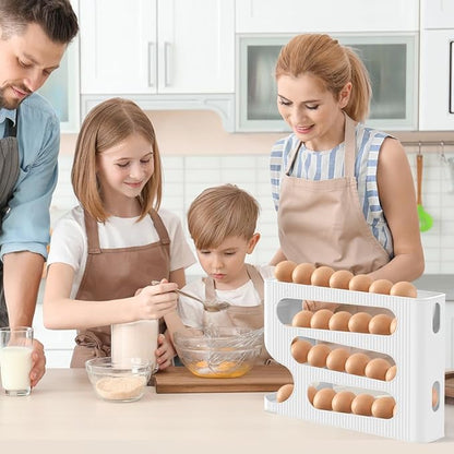 Egg Holder for Fridge, Automatic Rolling Egg Dispenser for Refrigerator, Countertop, Kitchen - Space-saving Egg Roller/Organizer/Storage/Container/Tray for Fridge - 2 Packs for 56 Large Size Eggs