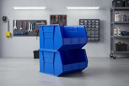 Hudson Exchange 18" x 16.5" x 11" Plastic Stackable Storage Bin and Hanging Container, Blue