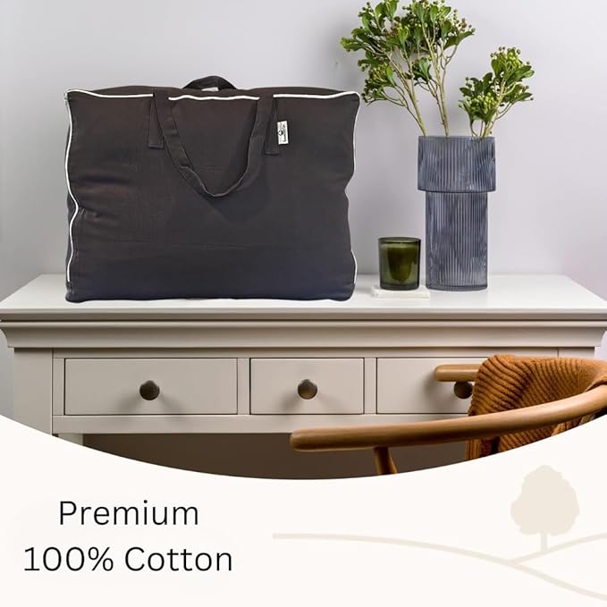 Forever Cotton Blanket and Comforter Storage Bag with Handles for Comforters, Blankets, Linens and Garments | Underbed/Wardrobe Breathable Closet Organizer Bag (X-Large (24"x15"x12"), Black)