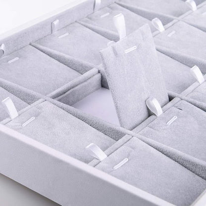 Oirlv Velvet Jewelry Organizer Trays Stackable Showcase Jewelry Display Storage Tray (15 Grids Insert)