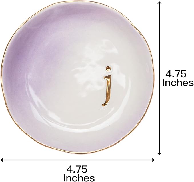 COLLECTIVE HOME - Ceramic Jewelry Tray, Decorative Trinket Dish for Rings Earrings Necklaces Bracelet Watch Keys, Birthday Mother's Day Christmas Gift for Women, 4.75", Colored Surface (J)